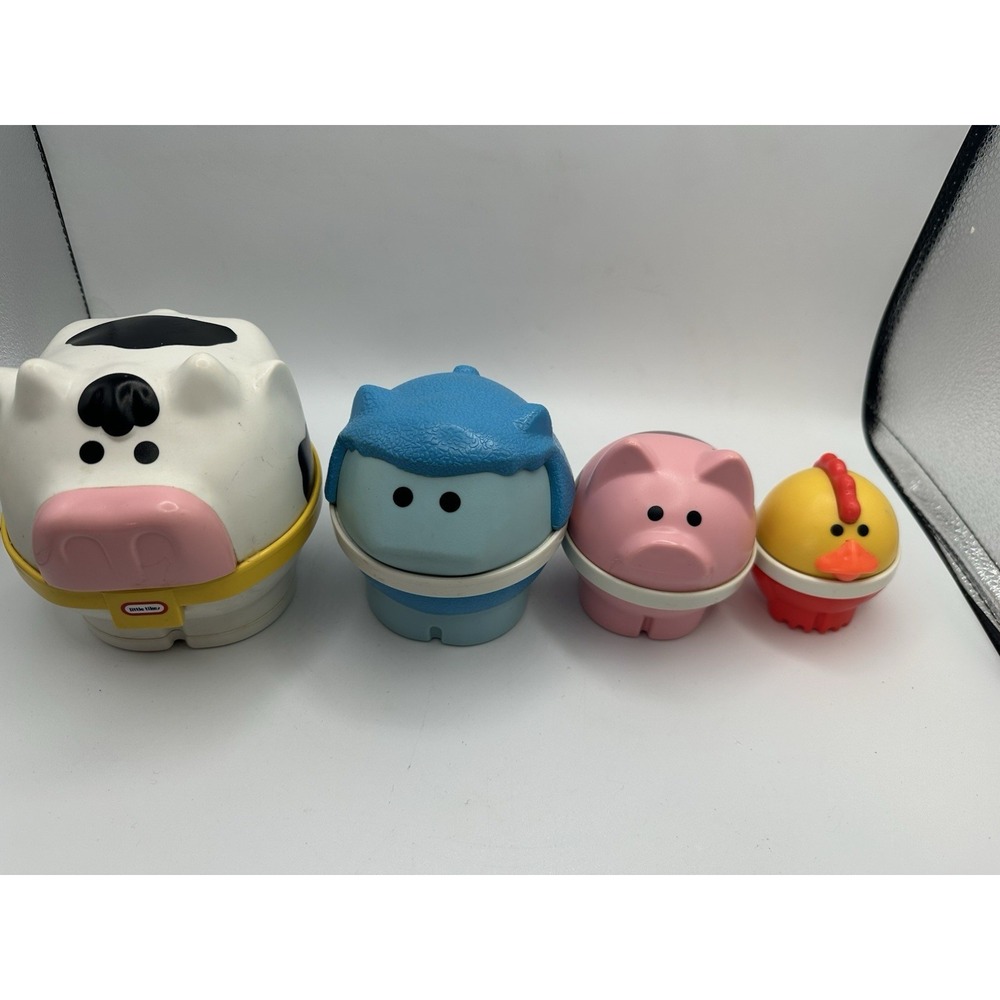 Vintage Little Tikes Nesting Farm Animals Set Cow Sheep Pig Chicken 1980s